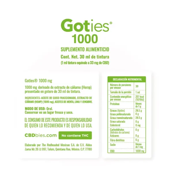 CBDbies Goties 1000 Ingredientes