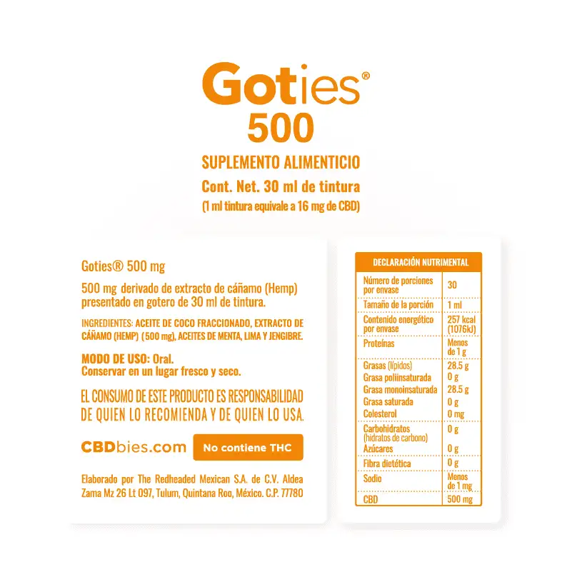 CBDbies Goties 500 Ingredientes