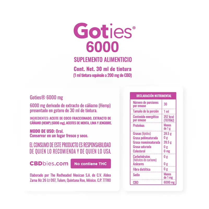 CBDbies Goties 6000 Ingredientes